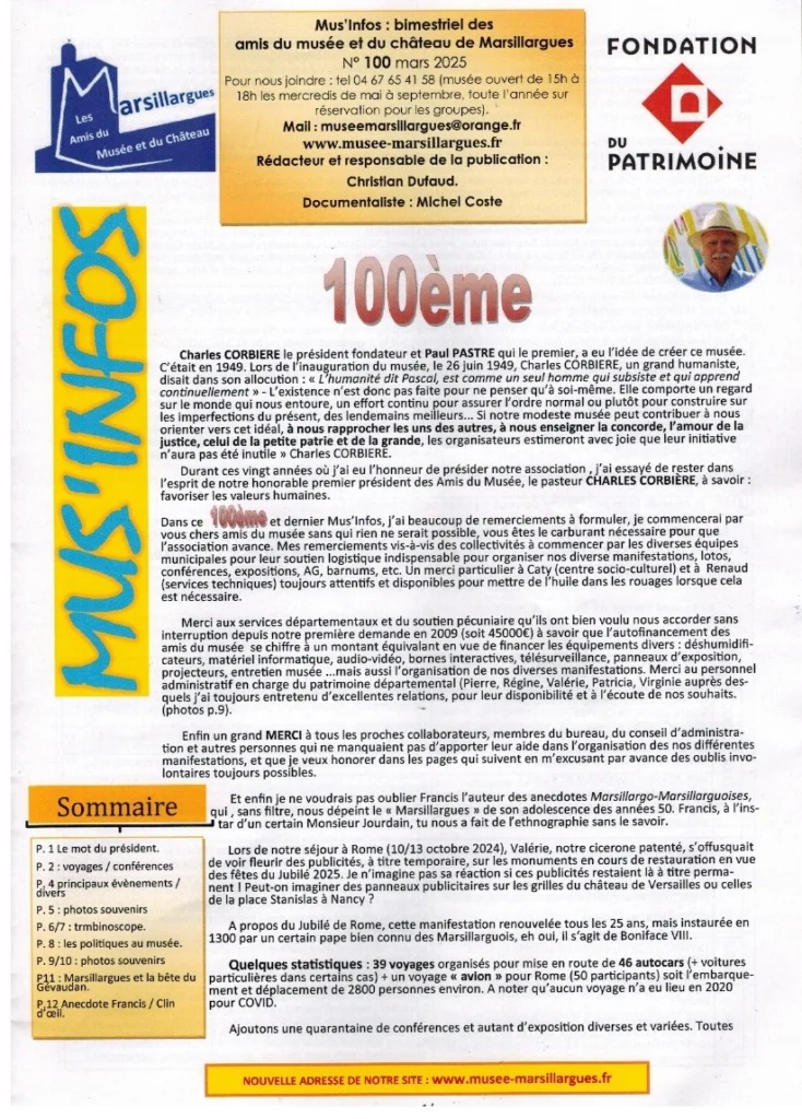 Dernier Mus'Infos de l'ère Christian 100ème